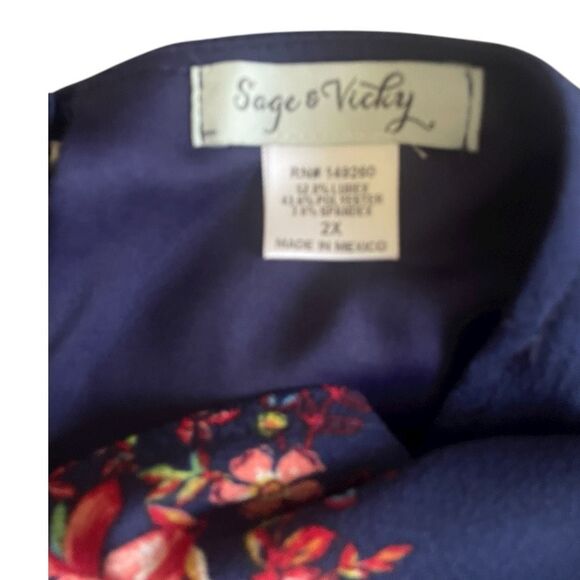 Sage & Vicky Plus Size Blue Abstract Floral Boho Bell Sleeve Dress Size 2X NWOT - Picture 8 of 8